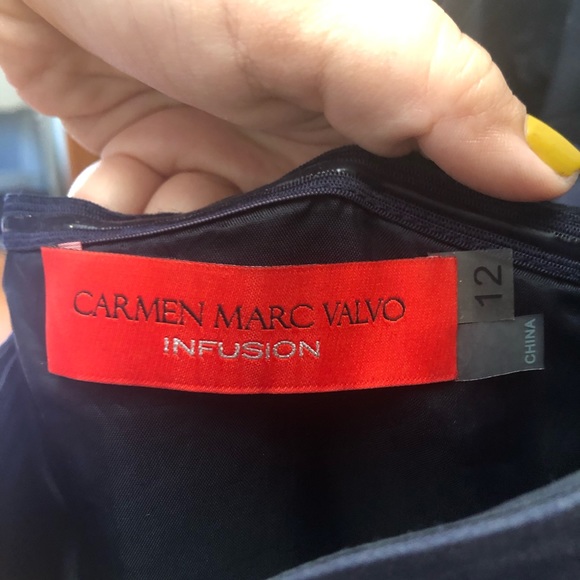 Carmen Marc Valvo Navy Beaded Waist Dress - Picture 13 of 13